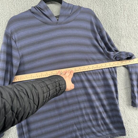 VINCE Pullover Hoodie Mens XL Blue Stripes Double Layer Pima Cotton Modal - Picture 4 of 14
